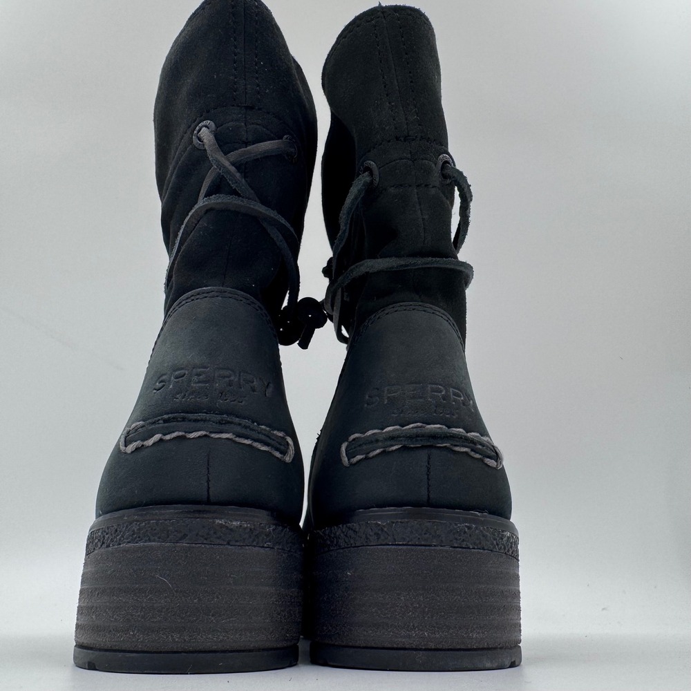 NWOB Sperry Women Maya Ronan Black Suede 9.5M Low Block Slouch Mid-Calf Boots - Picture 6 of 9